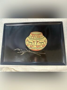 MCM Couroc Monterey CA Phenolic Resin Tray Native American Pottery Wheat